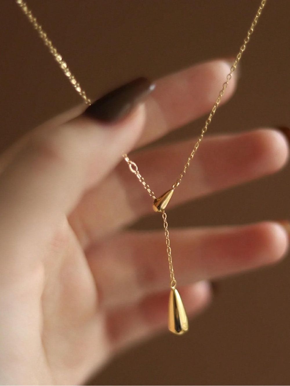 Delicate Gold Teardrop Y-Necklace R 595